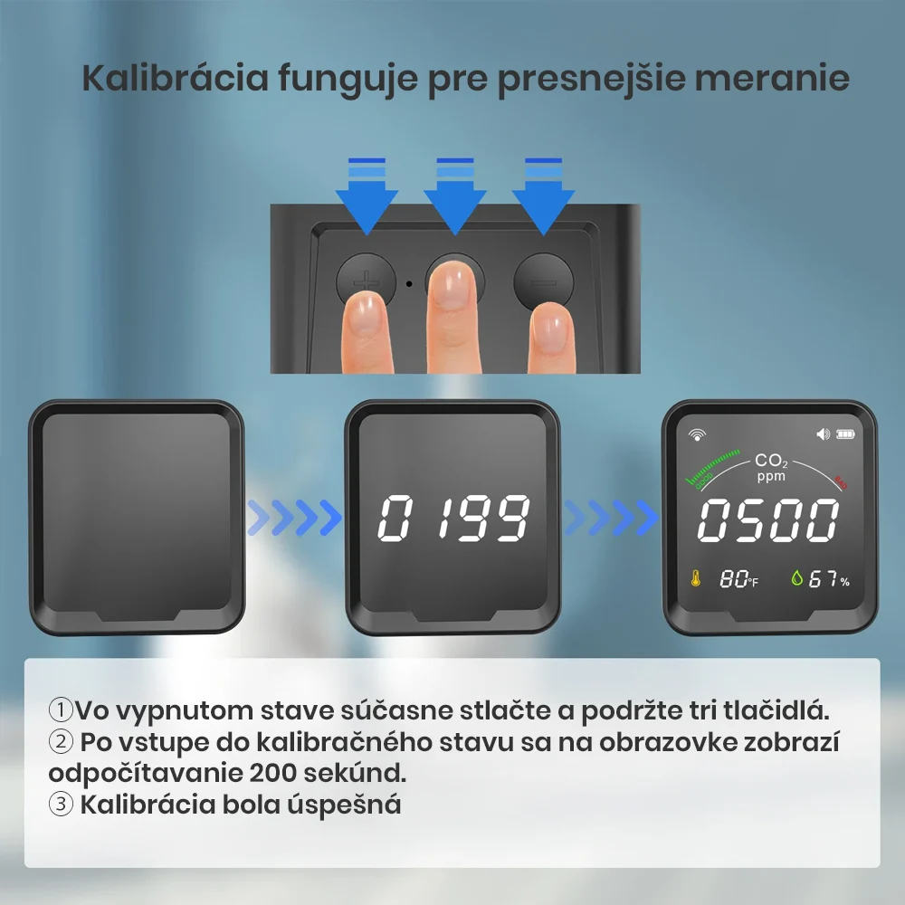 Presné meranie - MOES WiFi inteligentný 3v1 monitor CO2, teploty a vlhkosti